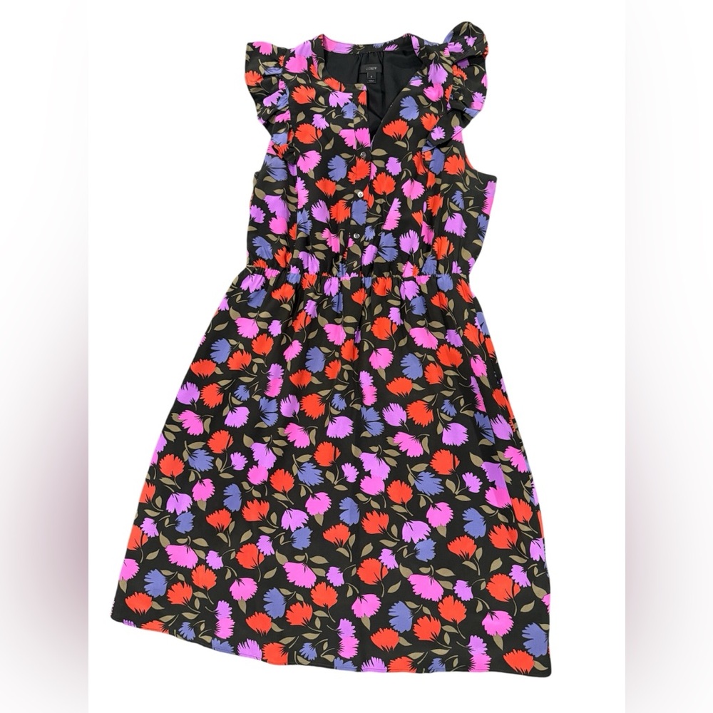 J. Crew Kids Floral Dress - Black, Red, Purple